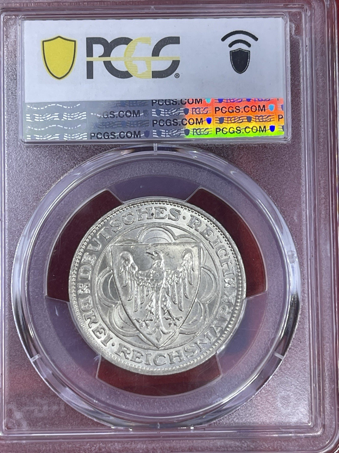 1927-A Weimar Bremerhaven 3 Mark PCGS MS64