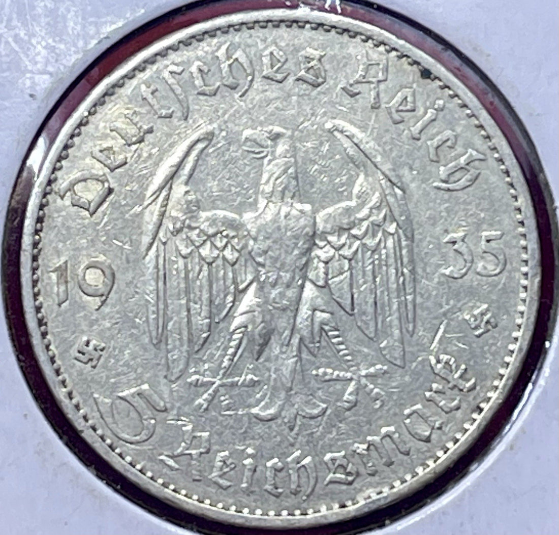 WWII 1935 A Germany Third Reich Five 5 Reichsmark Mark Silver Coin