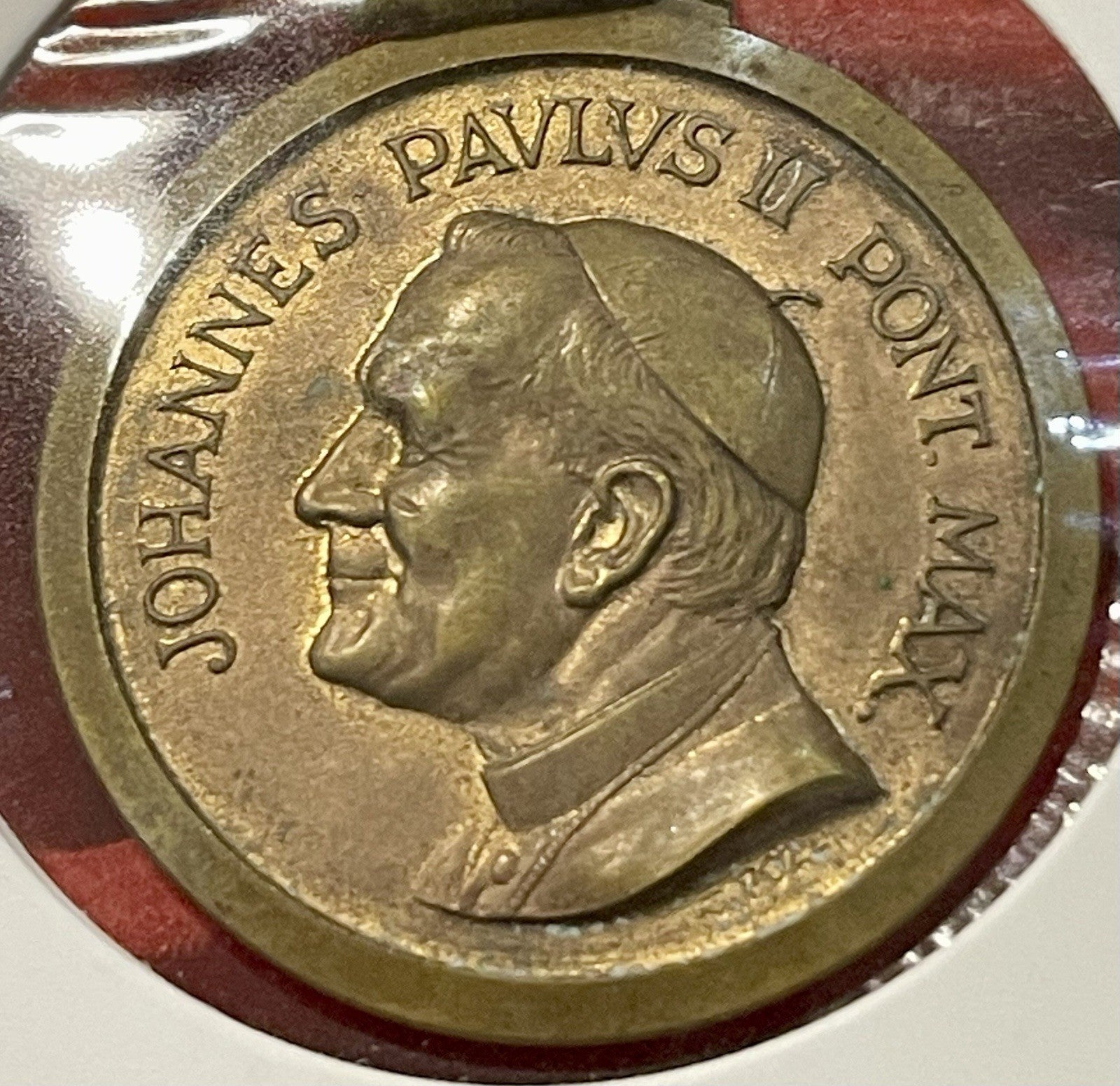 Pope John Paul II Bronze Catholic Medal Papal Coat of Arms Religious Pendant