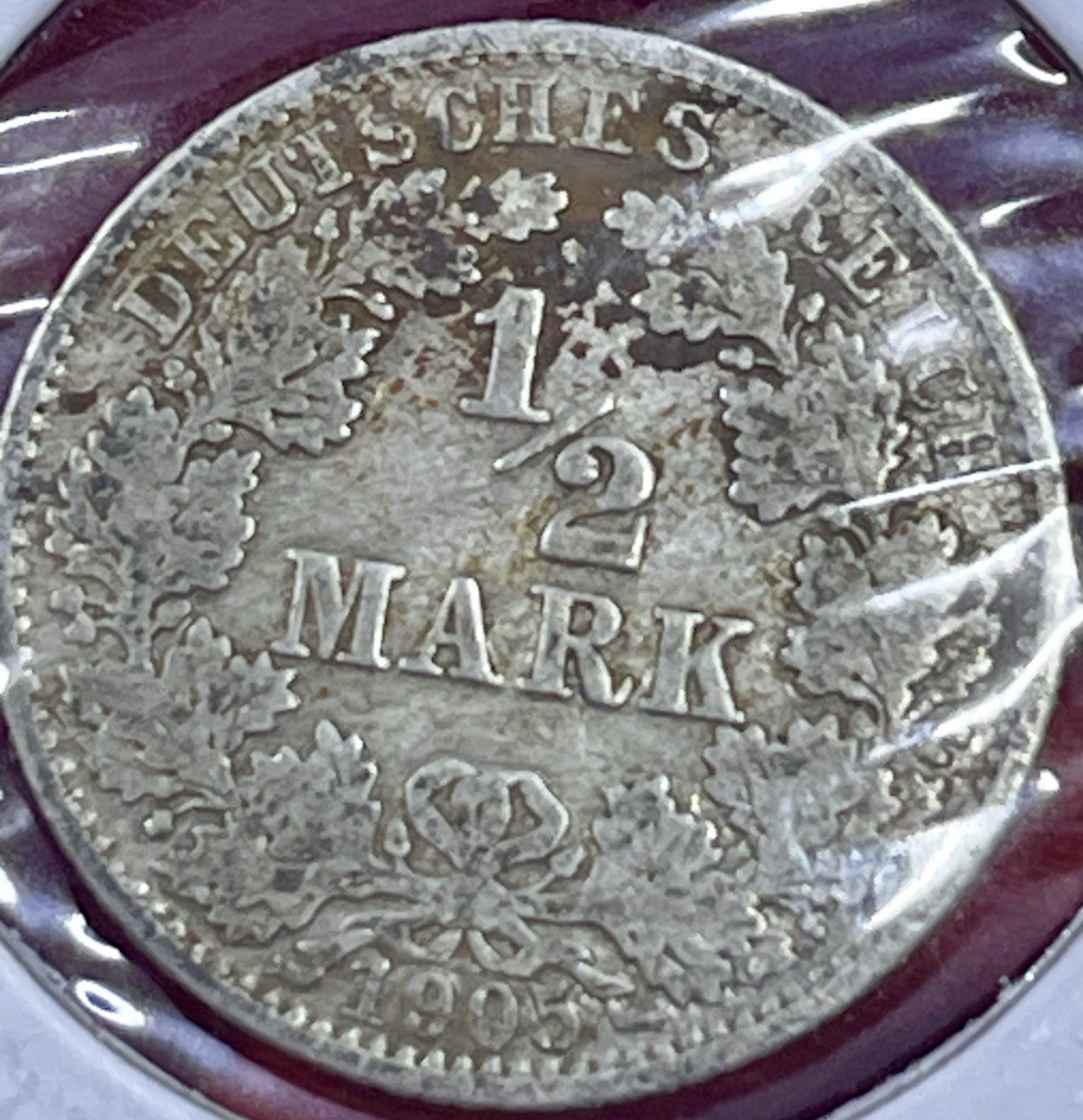 1906-A Germany 1/2 Mark Silver Coin