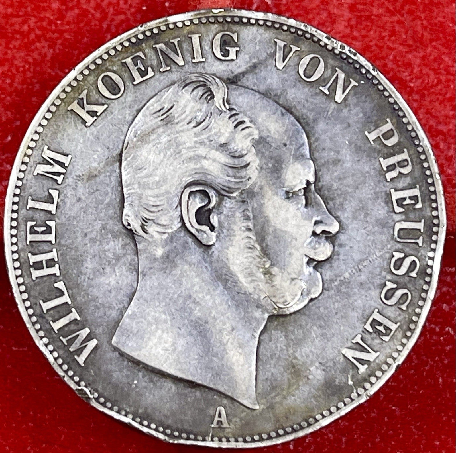 1861-A Germany Prussia 1 Thaler Large Silver Coin! Rim Bump