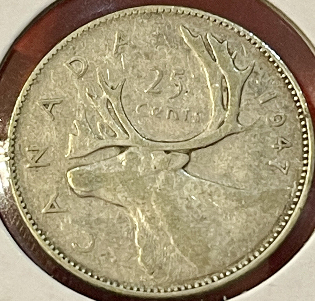 1947 Maple Leaf Canada 25 Cents Quarter King George VI 80% Silver