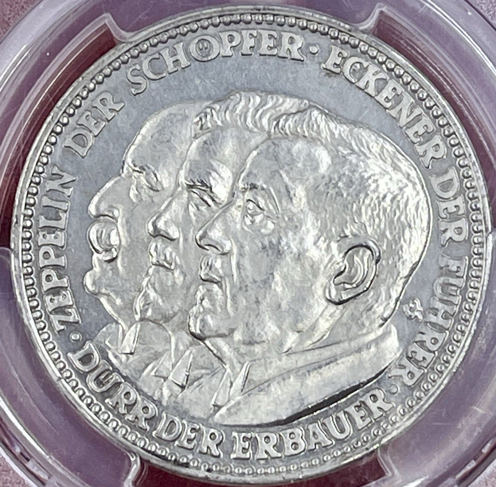 Germany Weimar 1929 Medal PCGS SP63 Silver Eckener Graf Zeppelin World Trip RARE
