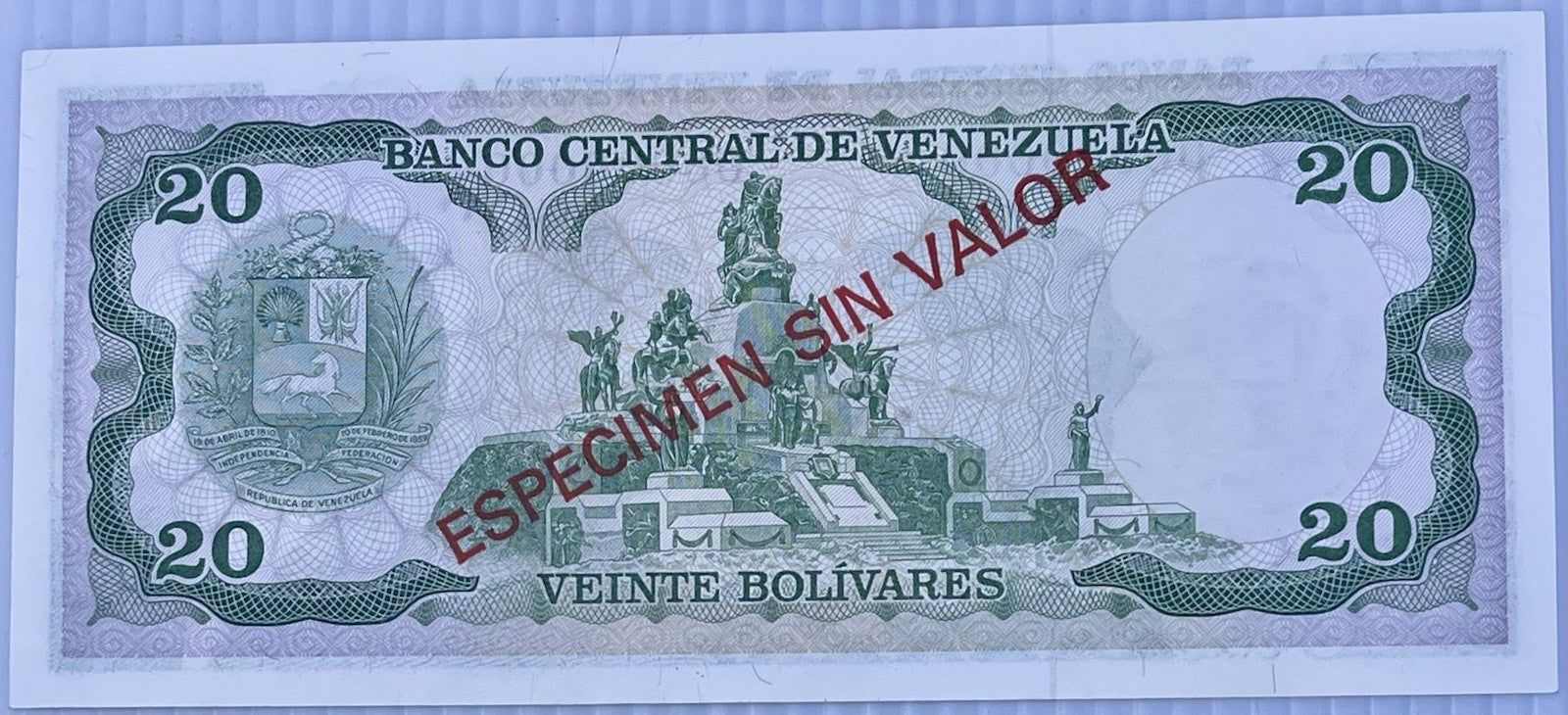 Venezuela UNC Note 20 Bolivares Bs 1981 Specimen P-63s1 Banknote