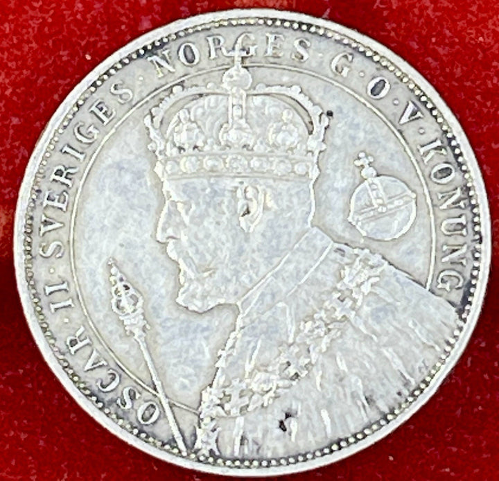 1897 Sweden 2 Kronor Silver Jubilee Oscar II KM762 Low Mintage1897 Sweden 2