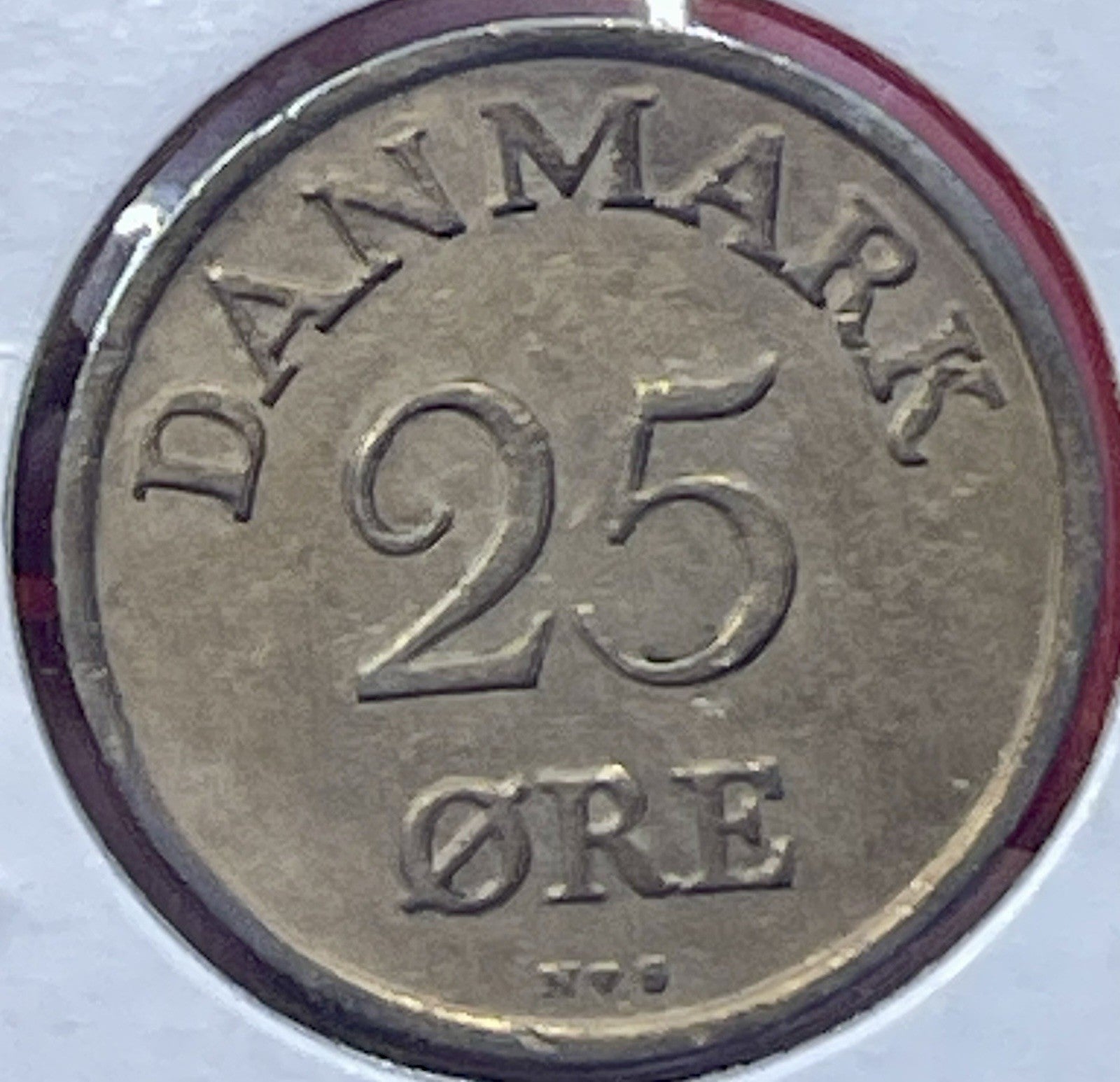 1949 Denmark 25 Øre Copper Nickel Coin Crown Above Wreath KM#842.2