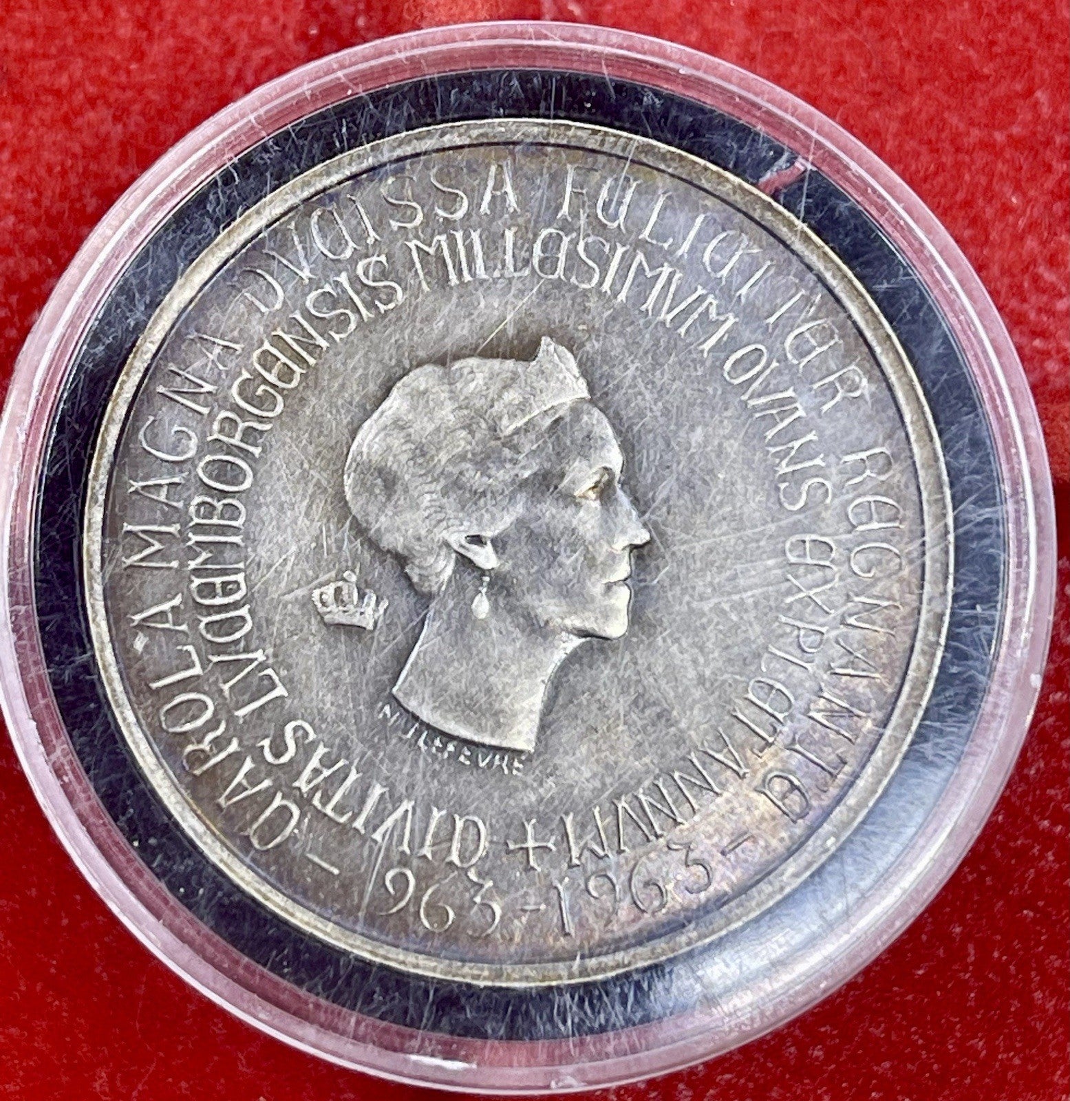 1963 Millennium of Luxembourg City 250 Francs Silver Coin KM# 53