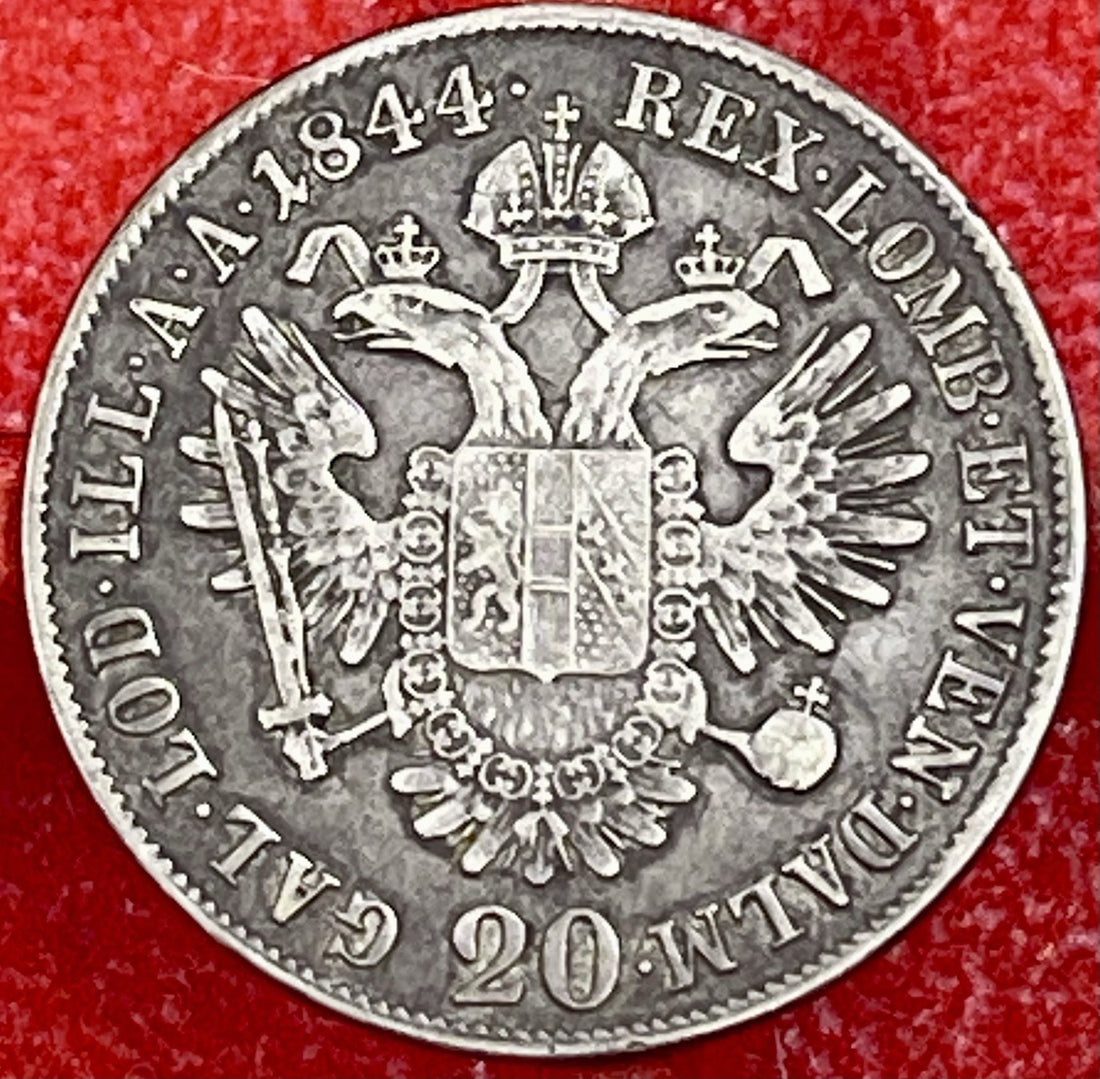 1844 A Austria 20 Kreuzer Silver Coin – Ferdinand I of Austria – KM#2195 Vienna