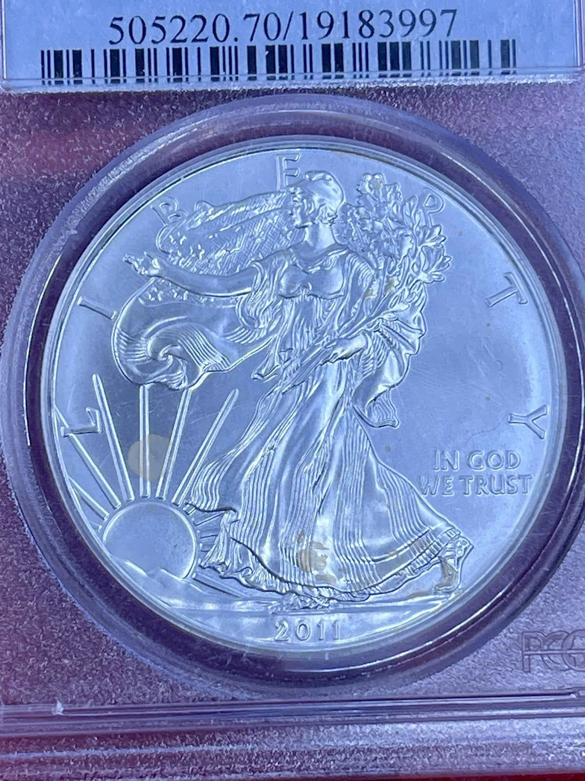 2011 First Strike American Silver Eagle. ASE 25th. PCGS MS70, Coin