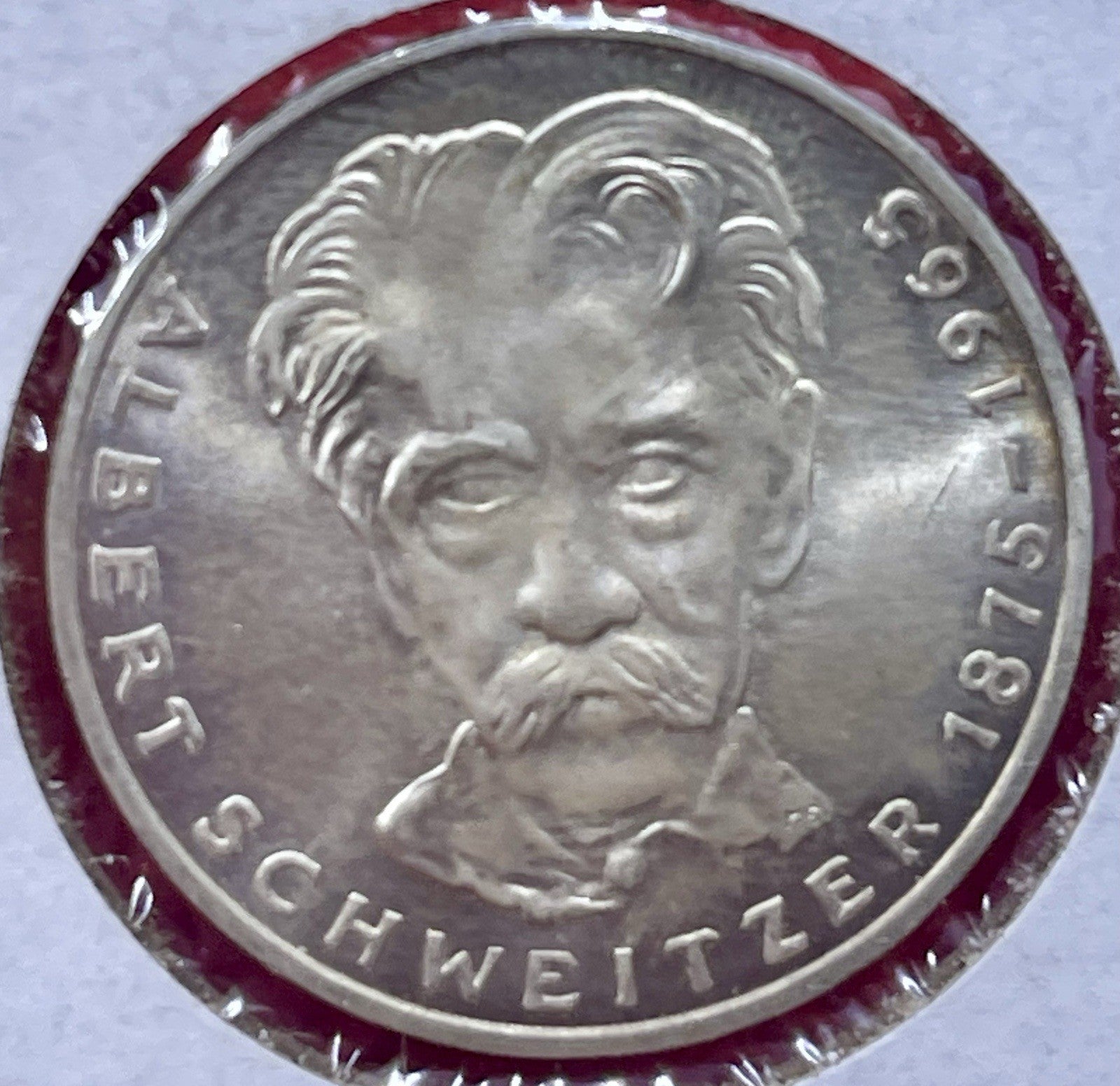 1975 G Germany 5 Five Mark Coin UNC SILVER .625  Albert Schweitzer Commemorative