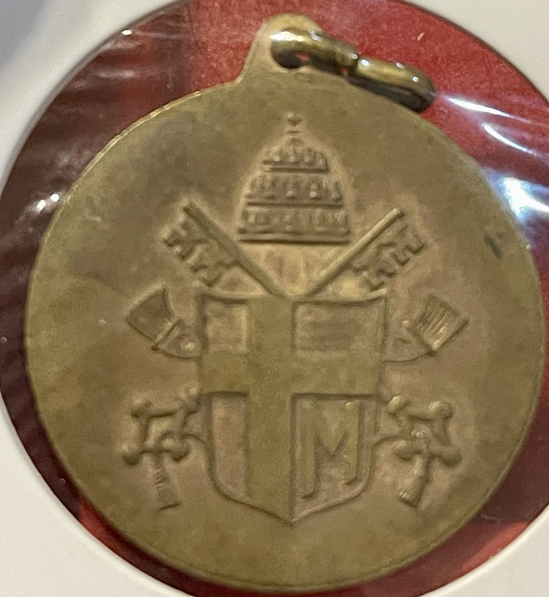 Pope John Paul II Bronze Catholic Medal Papal Coat of Arms Religious Pendant