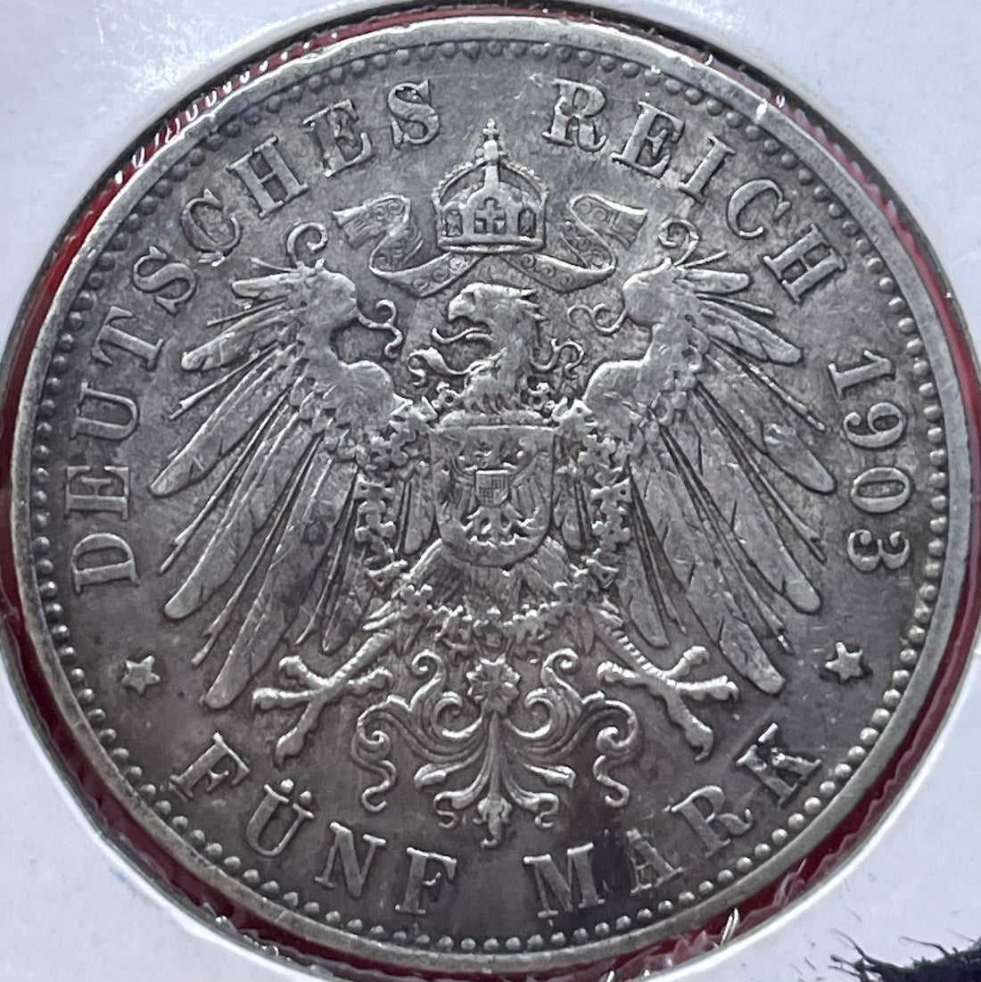 1903 E 5 Mark German States Silver Coin Saxony Albertine
