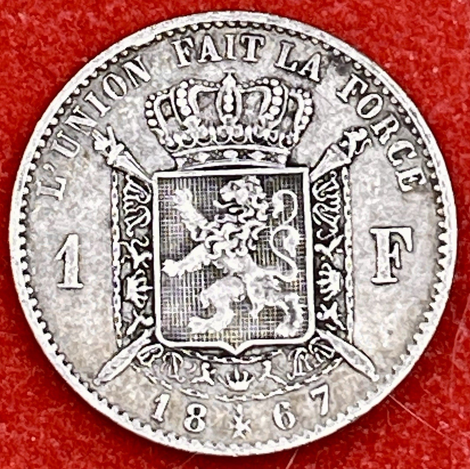Belgium 1 Franc KM#28.1 XF .835 Silver .1342 ASW