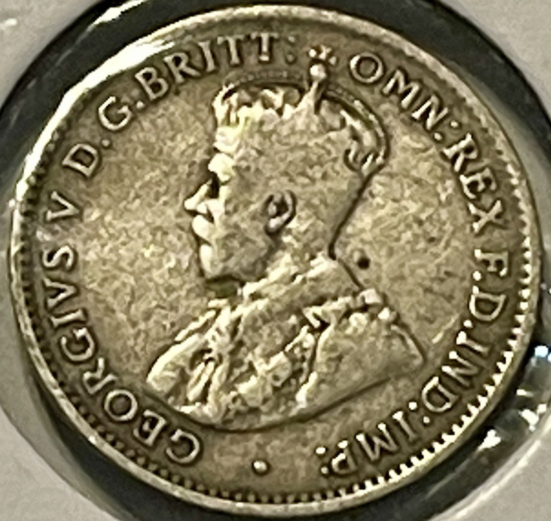 1914 three 3 pence George V Head Australian Silver Coin - nice condition