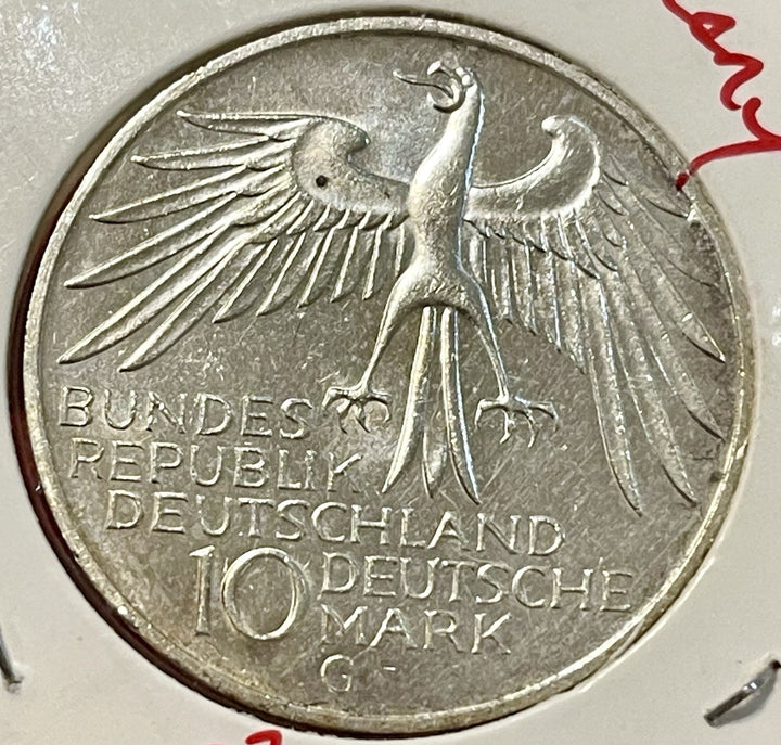 1972 G Germany Munich Olympics 10 Mark Silver Coin