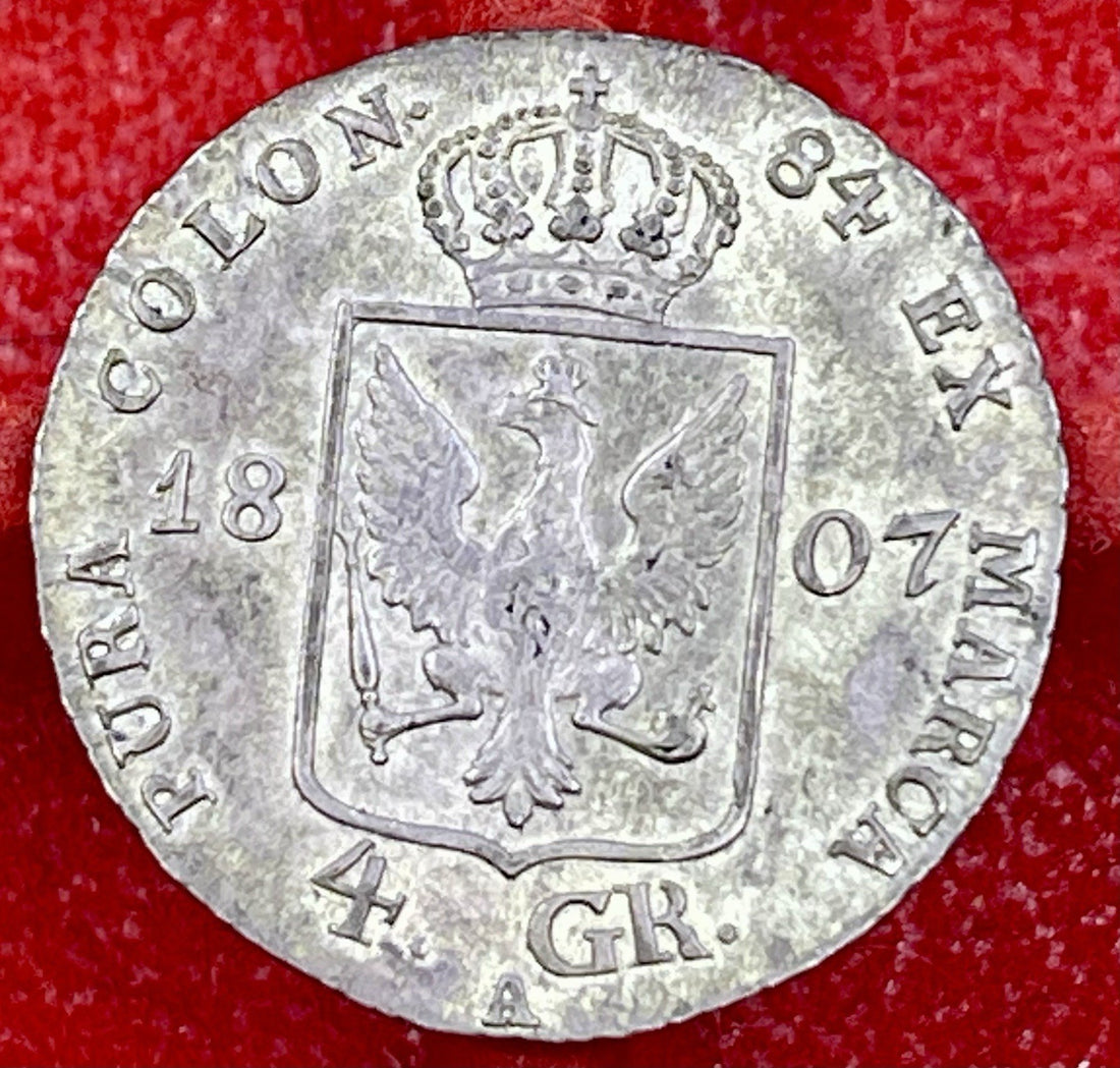 1807 Prussia 4 Groschen Silver KM#370 Frederick William III Coin1807 Prussia 4