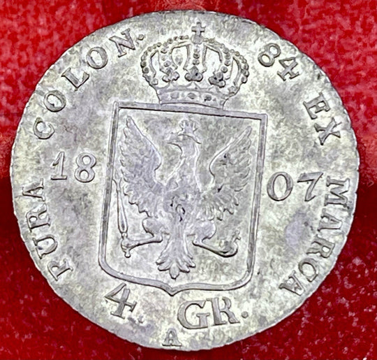 1807 Prussia 4 Groschen Silver KM#370 Frederick William III Coin1807 Prussia 4