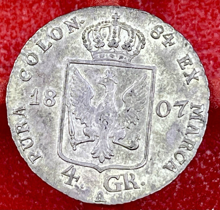 1807 Prussia 4 Groschen Silver KM#370 Frederick William III Coin1807 Prussia 4
