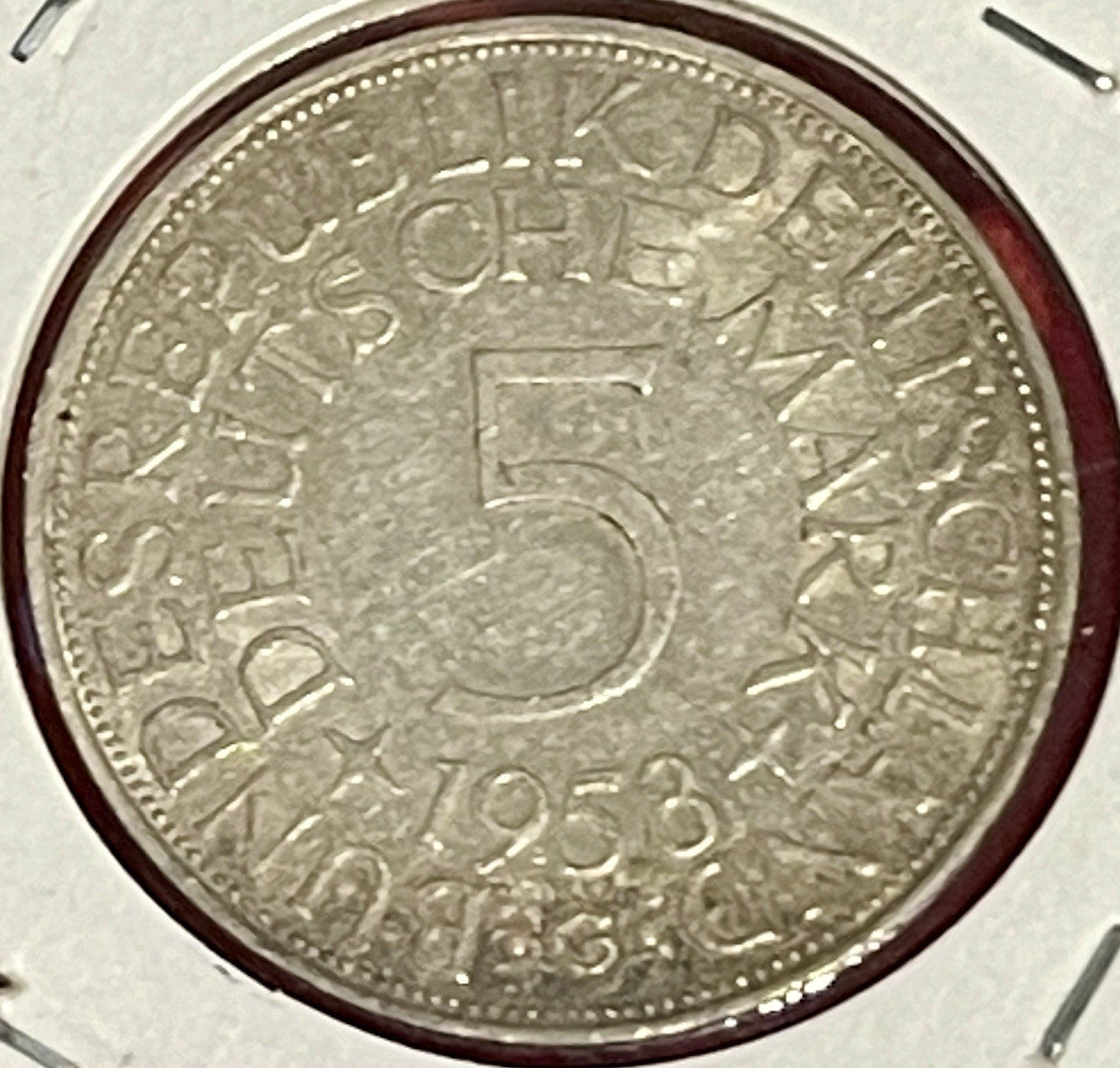 GERMANY 1958-G 5 MARK SILVER - KM# 112.1 - Silver Coin
