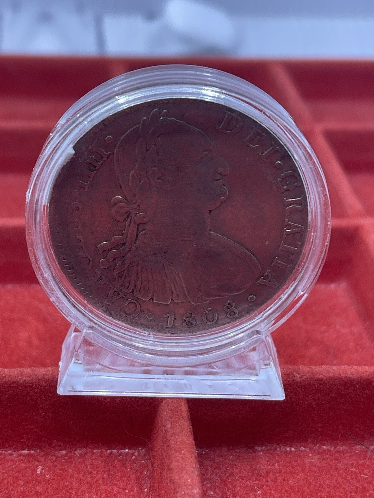Silver 1808 Peru 8 Reales | KM 97 Coin W/Desk Stand Display