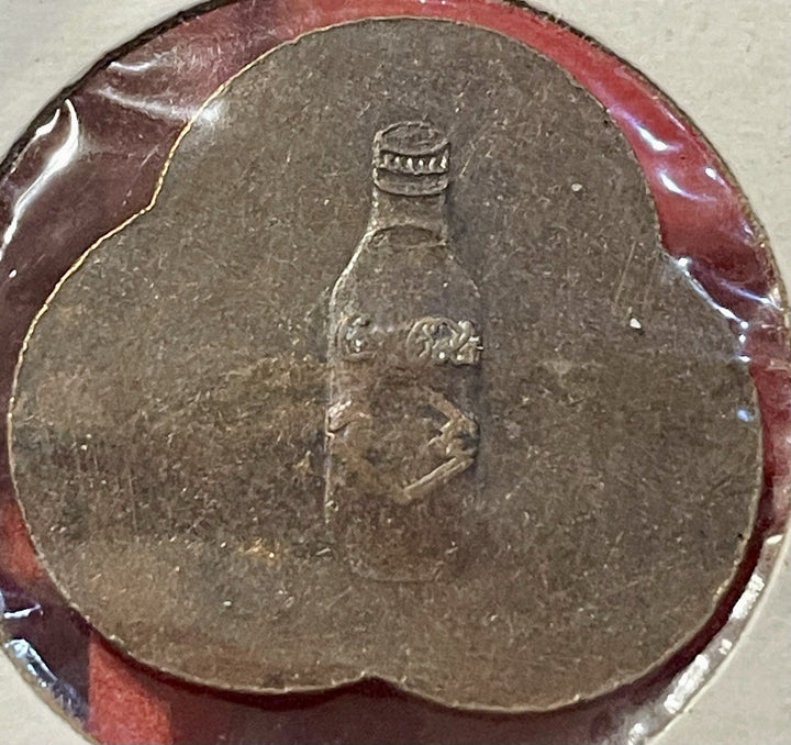 Vintage metal Betty Says Drink Coca-Cola Free Bottle TOKEN L.A. Stamp Coke