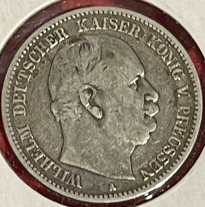 1880-A German States, Prussia 2 Mark Wilhelm Silver KM#506