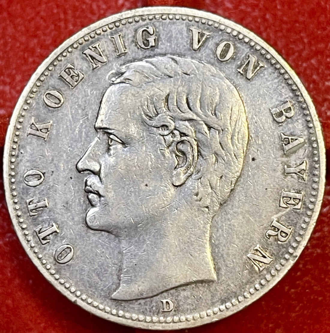 1902D German States Bavaria 5 Mark Otto 27.77g .900 Silver 25g ASW