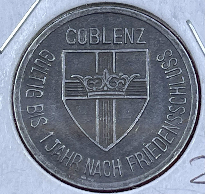 1918 Germany Coblenz 25 Pfennig WWI Era Coin Kriegsgeld Prussia Rhine Notgeld
