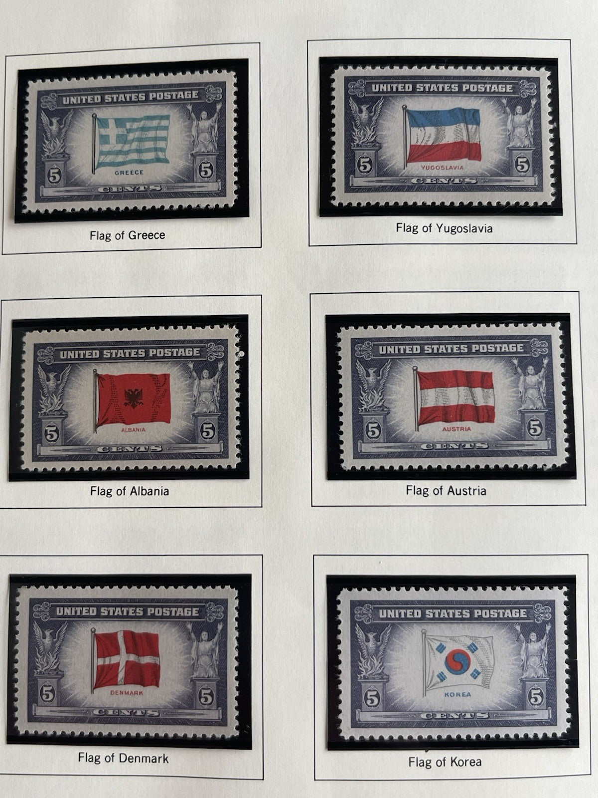 1943-1944 Overrun Countries Series Collectable Postage Stamps 6 Stamps Unhindged