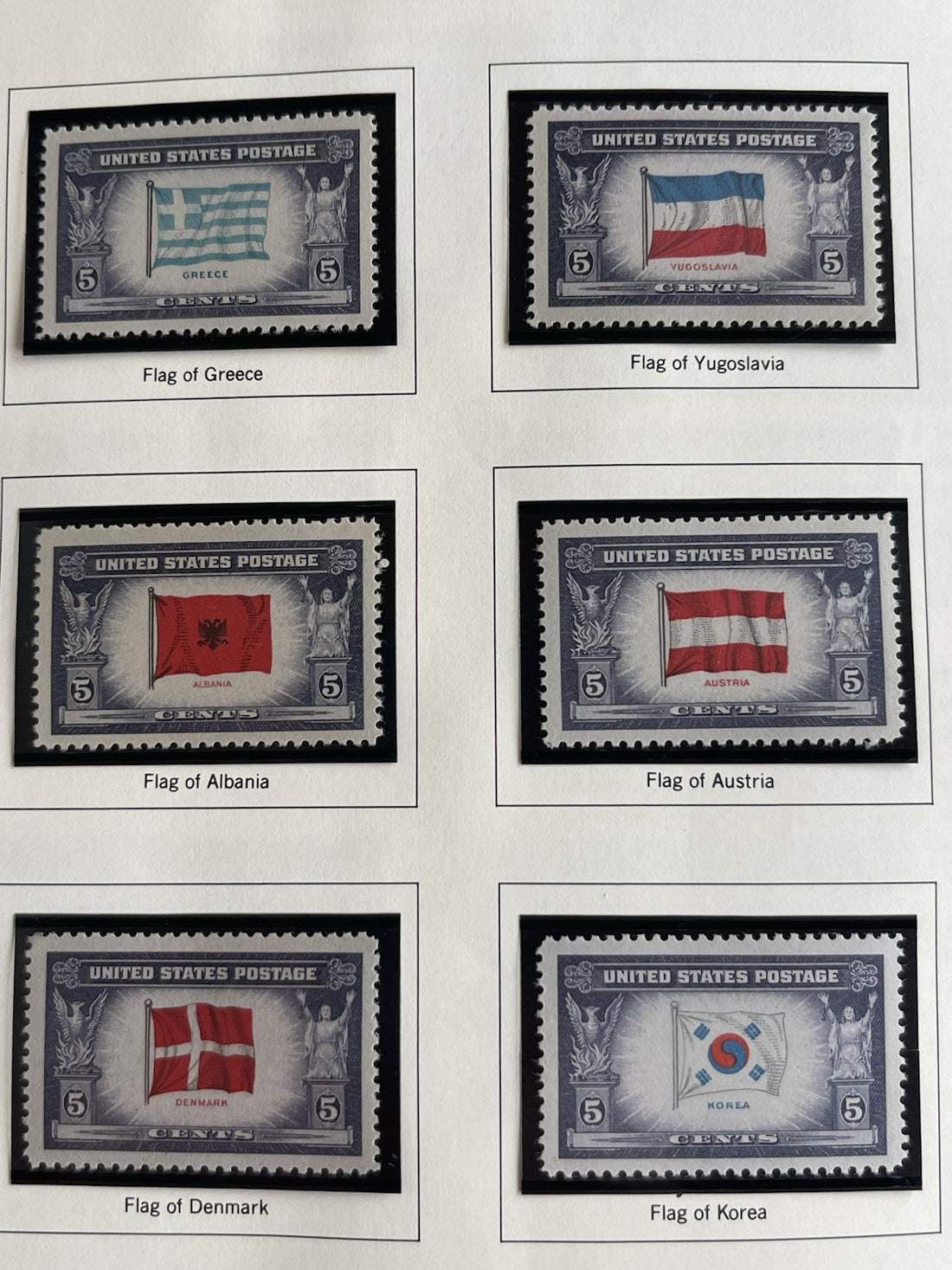 1943-1944 Overrun Countries Series Collectable Postage Stamps 6 Stamps Unhindged