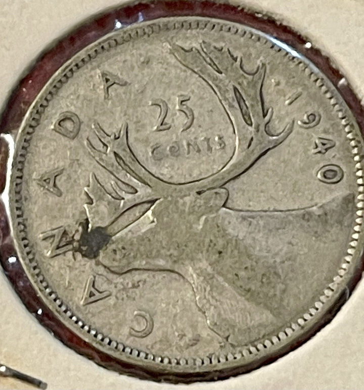 1940 🇨🇦 Canada 25 Cents Silver Coin -  Combined Shipping - Lot C76g