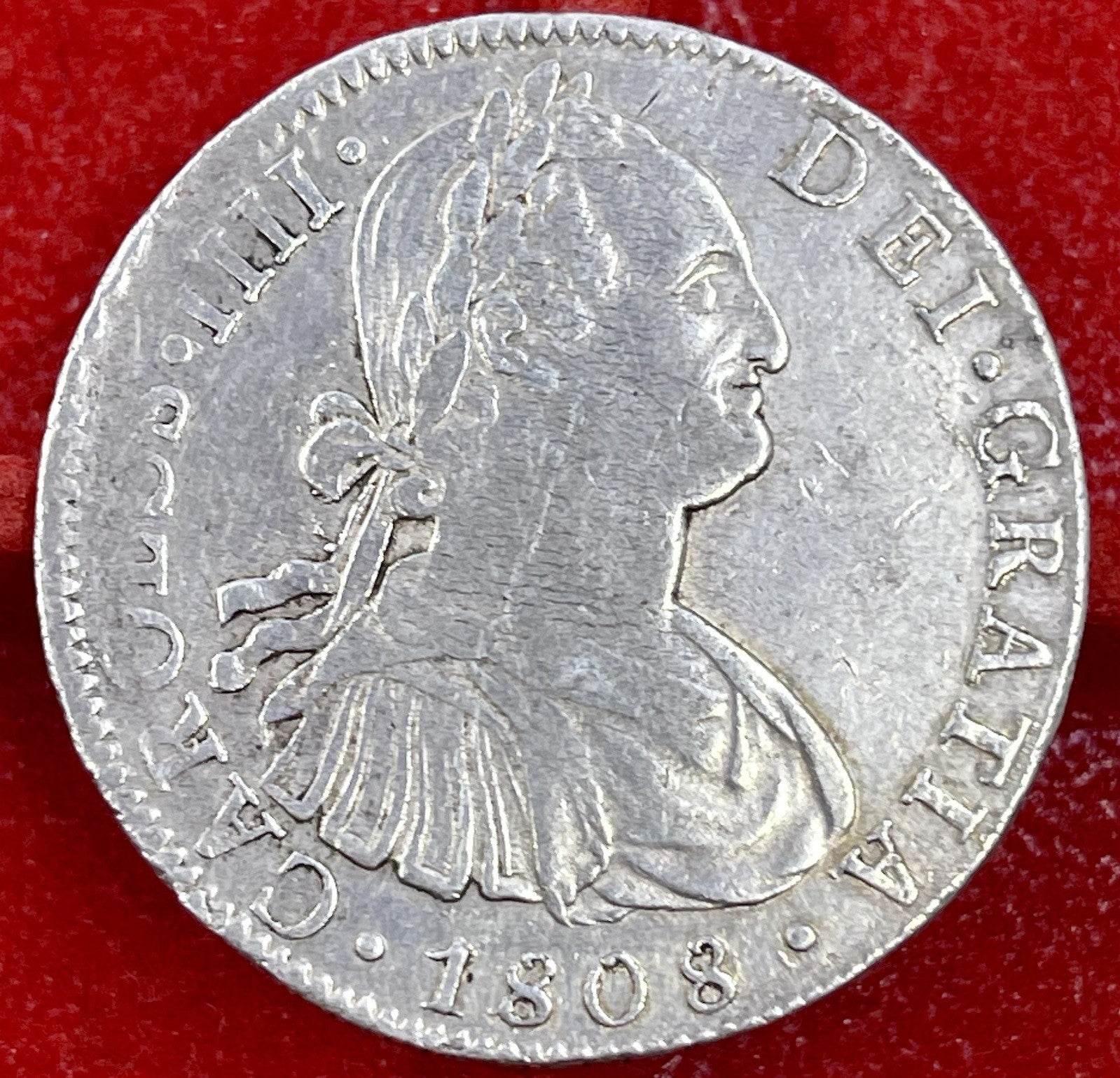 Silver 1808 Peru 8 Reales | KM 97 Coin W/Desk Stand Display