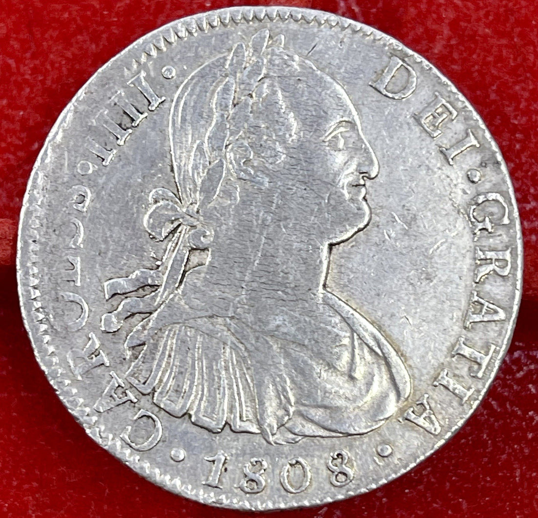 Silver 1808 Peru 8 Reales | KM 97 Coin W/Desk Stand Display