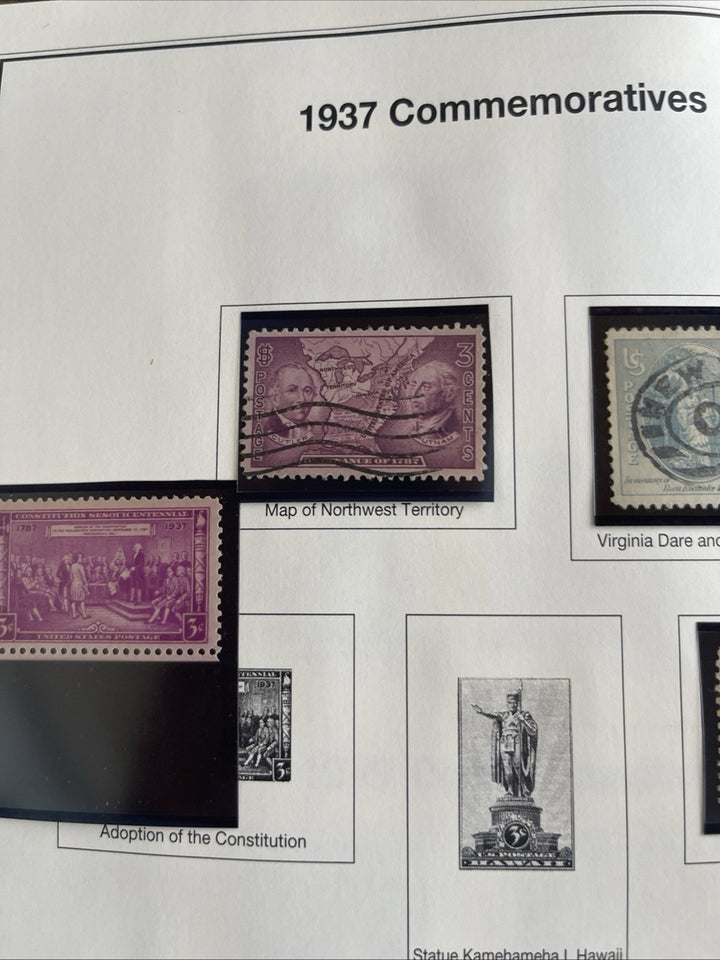 1937 Commemorative Collectable United States Postage Stamps 7 Stamps