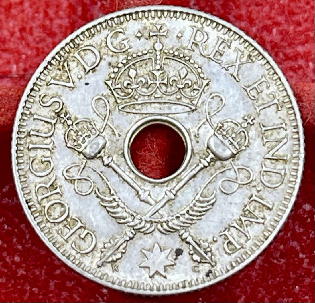 1935 PAPUA NEW GUINEA British UK KING GEORGE V Old Silver Shilling Coin1935