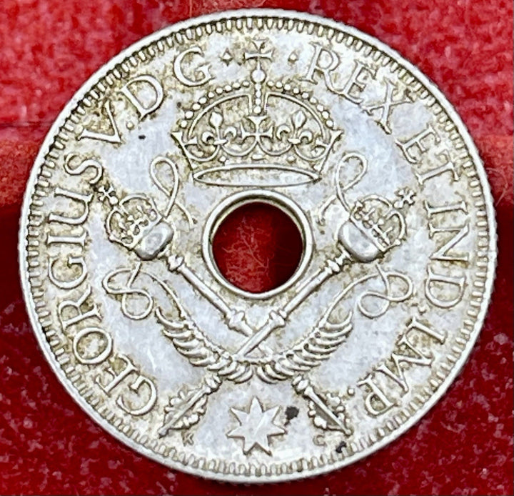 1935 PAPUA NEW GUINEA British UK KING GEORGE V Old Silver Shilling Coin1935