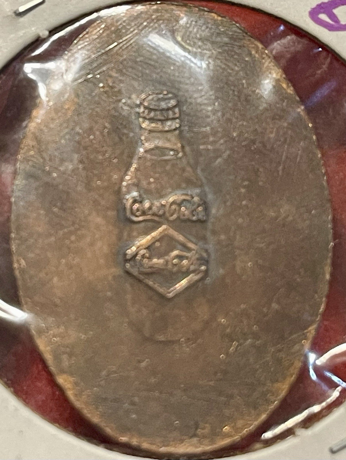 Vintage metal Oval Army & Navy Drink Coca-Cola Free Bottle TOKEN L.A. Stamp Coke