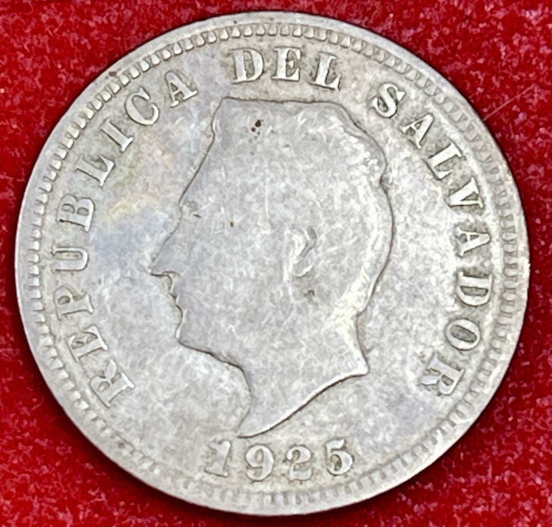 1925 El Salvador 25 Centavos Nice Coin