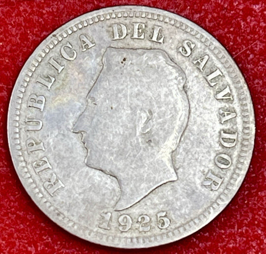1925 El Salvador 25 Centavos Nice Coin