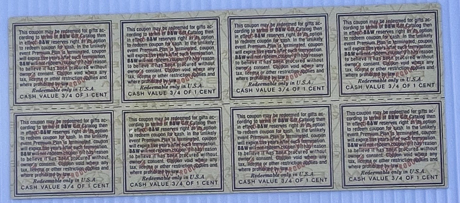 Lot 8 of B&W Brown & Williamson Tobacco Stamps
