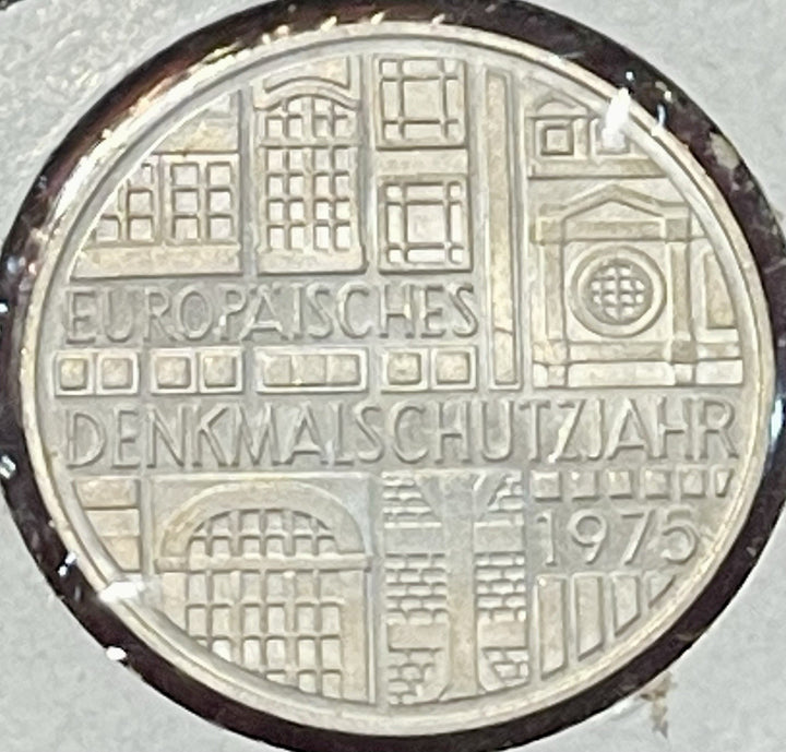 1975-F Germany 5 Mark 0.6250 Silver ASW 0.2251 Oz Monument Commemorative