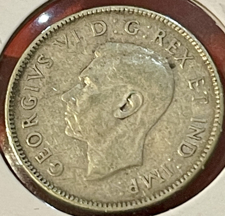 1947 Maple Leaf Canada 25 Cents Quarter King George VI 80% Silver