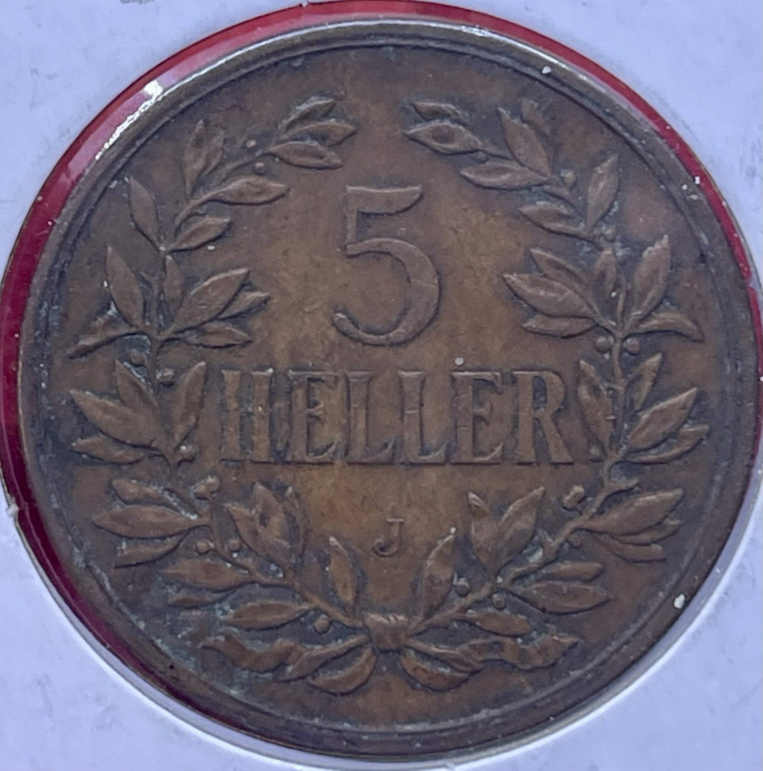 1908 J German East African Deutschmark Ostafrika 5 Heller Coin KM 11
