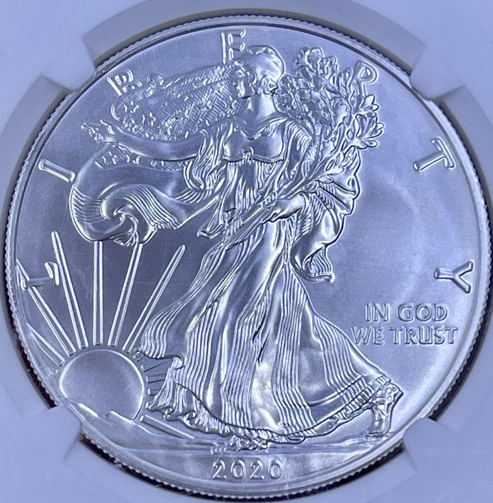 2020 $1 American Silver Eagle NGC MS70 Brown Label