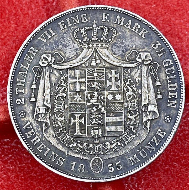 1855 German States Hesse-Cassel Thaler Silver KM 618.42