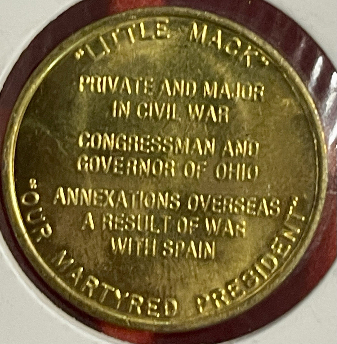 William McKinley Presidential Commemorative Medal – 25th President Token