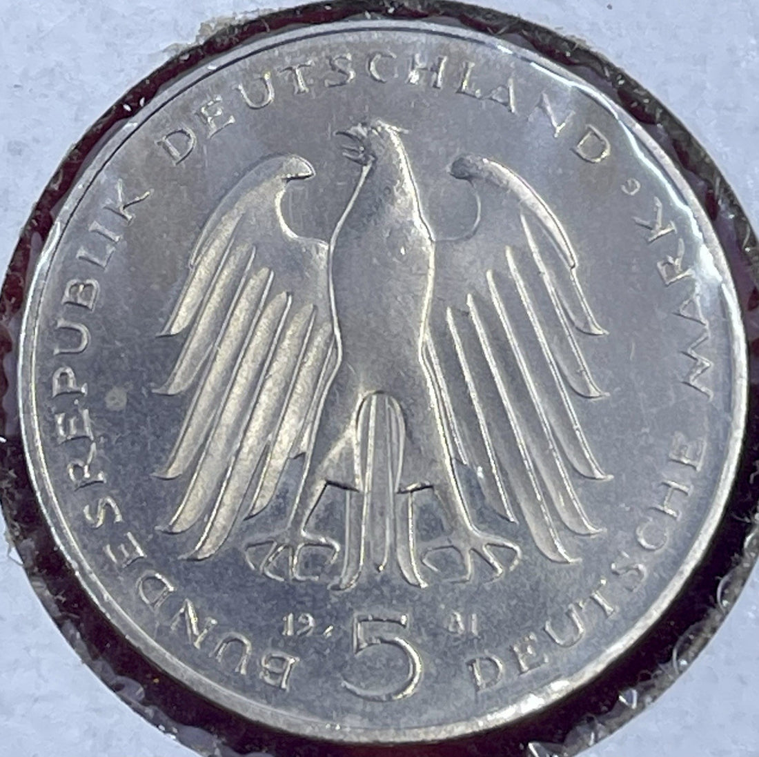GERMANY - FEDERAL REPUBLIC, 5 Mark, 1981 G, Karlsruhe UNC Coin KM 155