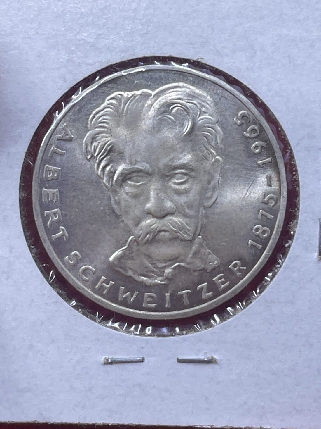 1975 G Germany 5 Five Mark Coin UNC SILVER .625  Albert Schweitzer Commemorative
