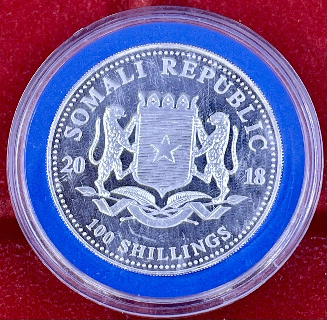 2018 Somali Republic African Wildlife Silver Elephant Coin 1oz .999