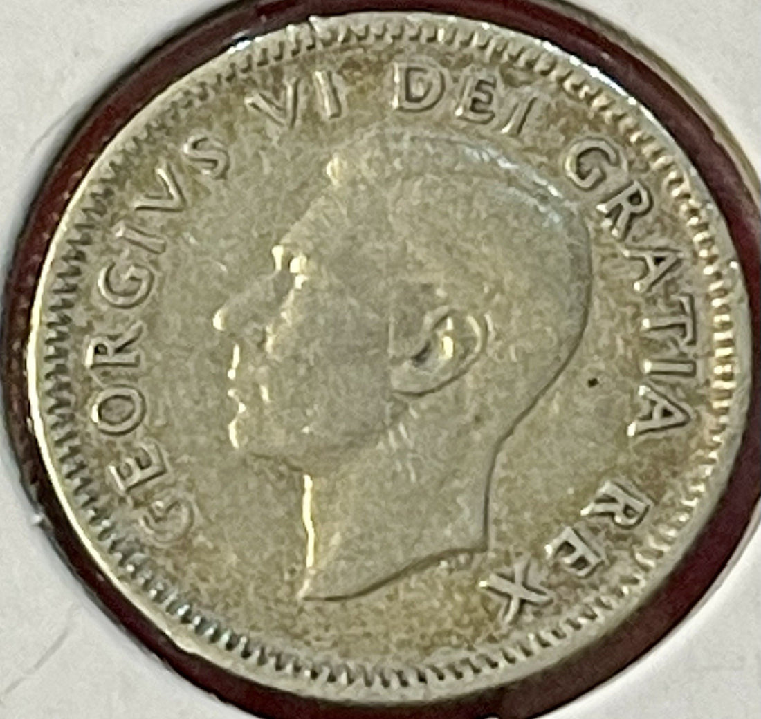 1949 Canada King George VI  10 Cents 2.33g 800 Silver Coin KM 43